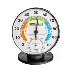 TFA Dostmann 45.2033.FR Precision Thermo-Hygrometer for Indoor Climate Control, Analogue, Temperature/Humidity Control, Silver/Black