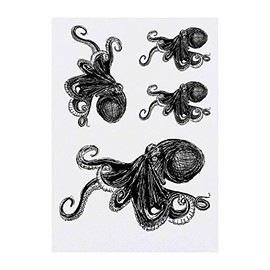 4 x 'Octopus' Temporary Tattoos - Water Resistant, Skin-Safe, Non-Toxic Transfers, Mixed Sizes (TO00005361)