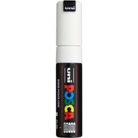 Uni-Ball 182601 - POSCA marker met brede wigvormige punt, PC-8K, wit, 1 stuk