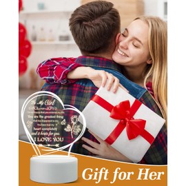 DJLLA Gift for Her Girlfriend Christmas Valentines Gift for My Girl Romantic Gifts Christmas Birthday Gifts Anniversary Acrylic Night Light Bedside Lamp Presents for Gitlfriend
