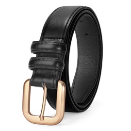 VONMELLI Leather Belts for Women Fashion Black Wasit Ladies Belt for Jeans Pants Dresses with Pin Buckle, L
