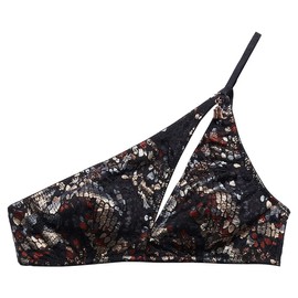 Savage X Fenty, Women's, Cold-Hearted Snake Asymmetrical Lace Bralette, Venomous Vixen Snake Lace, X-Large