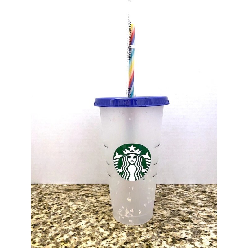 Starbucks NEW Starbucks COLOR CHANGING CONFETTI CUP Rainbow Straw Summer