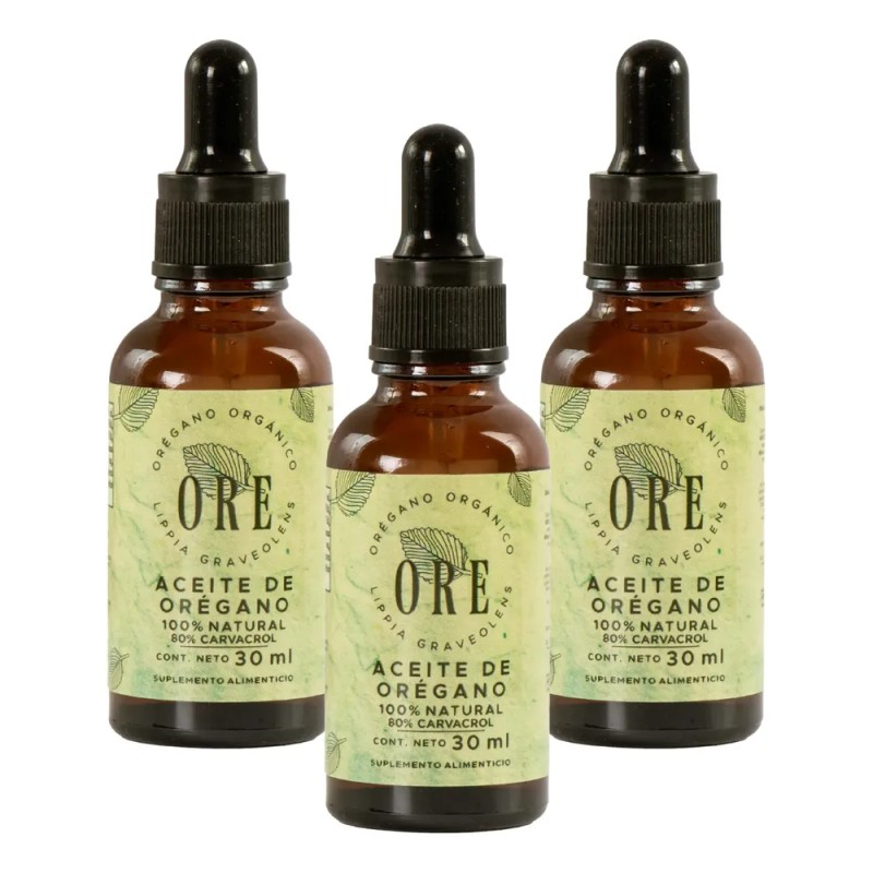 ORE - 3 Pack Aceite De Orégano Orgánico Silvestre 80%carvacrol