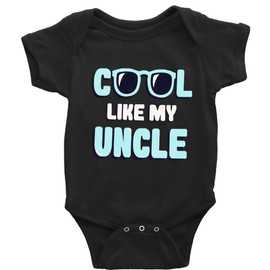 GKrepps Cool Like My Uncle Novetly Newborn Clothes Baby Crawl Playsuit Short Sleeve D-Black