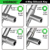 Viganoc 4 Way Sillcock Key, 1/4", 9/32", 5/16", 11/32", Utility