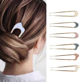 6 Pcs Hair Fork, Shaped Hair Pin Stick French Hair Pins Vintage Style Hair Pins for Long and Thick Hair. Fork Hair Pins for Buns Hairstyle Chignon for Women Girls (White,Pink,Blue)