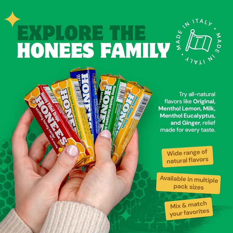 Honees Honey Filled Drops, Variety Pack (Honey, Milk & Honey,