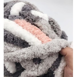 Super Bulky Chunky Blanket Jumbo Chenille Yarn Multi Blush Grey 30mm Extra XL Thick 8 Pack 64oz for Arm Knitting, Luxury Soft Polyester Big Weaving Crochet Craft Yarns for Throw Blanket Pillows