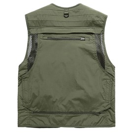 Flygo Men's Casual Outdoor Work Safari Fishing Travel Photo Cargo Vest Jacket Multi Pockets