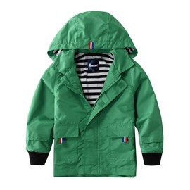 Hiheart Boys Girls Waterproof Hooded Jackets Cotton Lined Rain Jackets Green 4/5