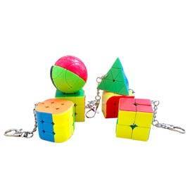 Yealvin Mini Speed Cube Set, Stickerless Puzzle Cube Bundle of 2x2 3x3 Trihedron Pyramid Cylinder and Magic Ball Cubes Keychain Mini Cube Bundle with Gift Box (6 Pack)
