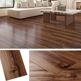 Livelynine Natural Wood Vinyl Flooring Planks 18-Pack 6x36 Sticky Floor Tiles Peel and Stick Waterproof Laminate Vinyl Plank Flooring for Basement RV Camper Bathroom Kitchen Floor Tile Stickers