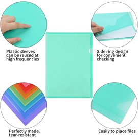 Clear Plastic File Folders, 12Pcs Open Top and Side Cut Design A4 L-Type Sheet Protectors,Clear Open Top and Side Cut Flush File Cover,L Type A4 Plastic Folders File Cover
