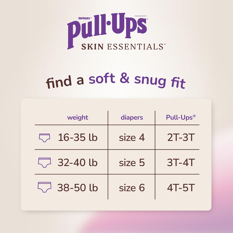 Pull-Ups Girls' Skin Essentials Potty Training Pants, Training Underwear, 2T-3T