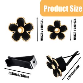 6 Pack Car Air Vent Clips, Air Conditioner Vent Clips, Alloy Daisy Decorative air Fresheners, Fashionable Car Interior Decoration, Stress Relief, Gift for Cars Owners (Black)