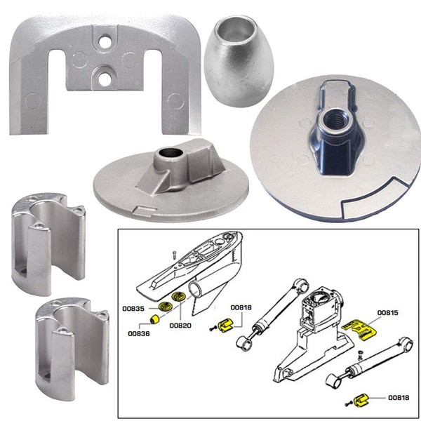 Tecnoseal Anode Kit w/Hardware - Mercury Bravo 3 2004 -