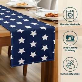 Old Glory Stars 4th of July Table Runner | Made in America | Independence Day Summer Home Kitchen Patriotic Table Decorations - 14 x 108 Inches Long