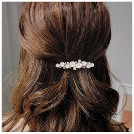 IRCOMULTI Silver Pearl Hair Clip Pearl Crystal Hair Barrette Wedding Rhinestone Hairclip French Crystal Barrettes Decorative Accessories For Women Headdress