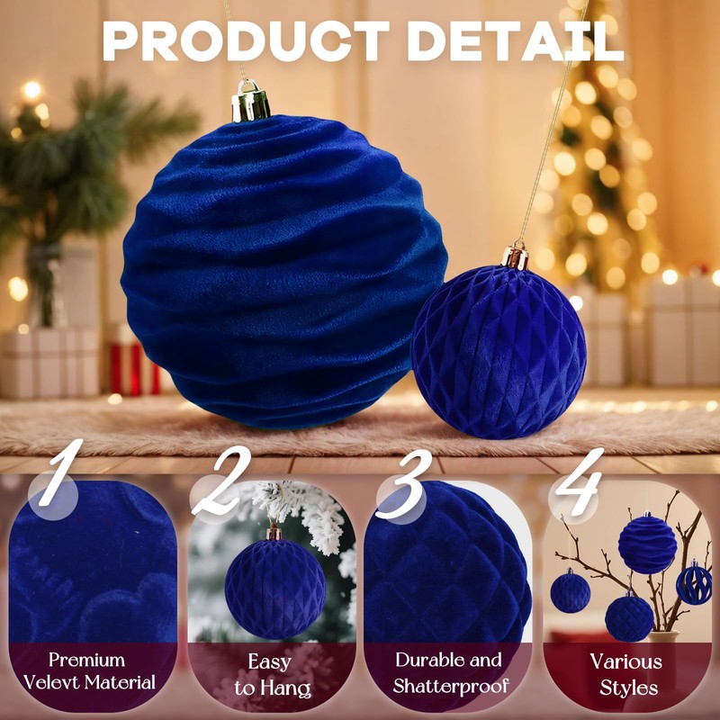 Velvet Hanging Ball Ornaments Set for Christmas Tree