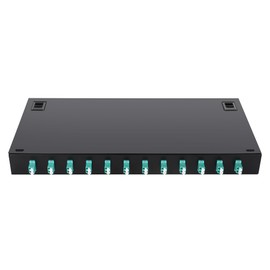 1 U 19" Racks Cabinet LC-OM3 12 Duplex 24 Port Fiber Enclosure Rack Mount Fiber Termination Box (Include 2Pcs Splice Trays 48 Strand OM3 Pigtail 1M Cables Spool+ Patch Panel