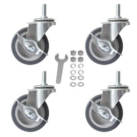 AAGUT M10 X 1.5 Black Industrial Caster Wheels 3 Inch 4 Pack With Locking Brakes