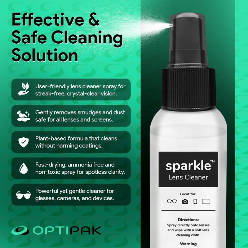 OPTIPAK Sparkle Anti-Reflective Lens Cleaner Spray kit | (1) 2oz