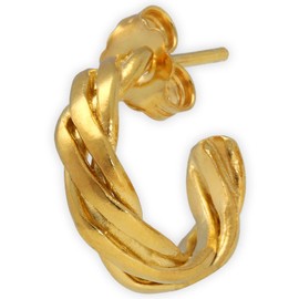 Gold-Plated Sterling Silver Huggie Hoop Earrings for Men Gift for Boyfriend Birthday Gift Men Jewellery (Gold-Plated - M (Diameter: 15mm))