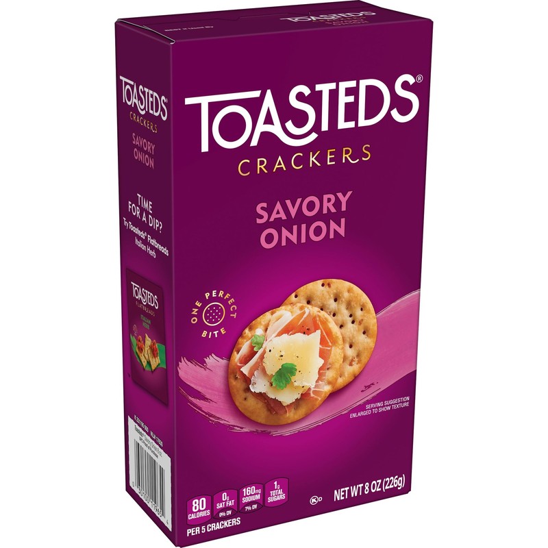 Toasteds Crackers, Party Snacks, Lunch Snacks, Savory Onion (6 Boxes)