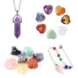 ALEXCRAFT Natural Stone Series Natural Stone Love Ornament, Amethyst Hexagon Pendant Necklace Extension Chain