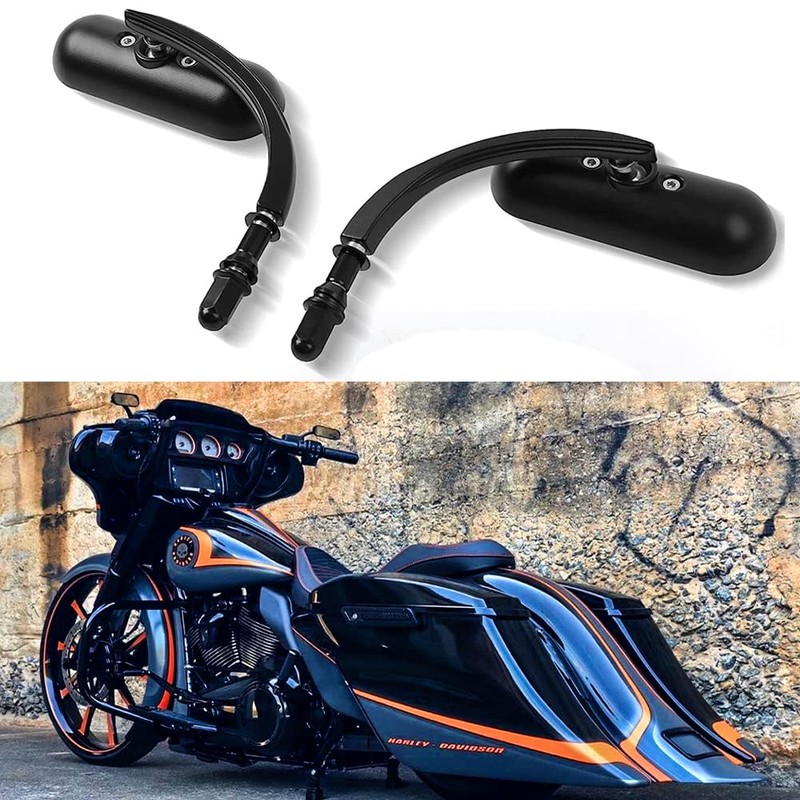 DREAMIZER Black Motorcycle Universal Oval Rear View Side Mirrors Compatible