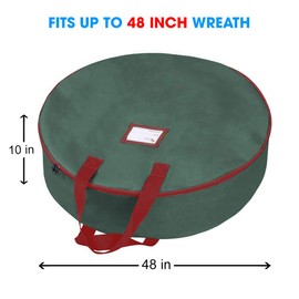 Primode Christmas Wreath Storage Bag 48" - Handles Made of Durable 600D Oxford Polyester Material Storage Bag Extra Large 48” Holiday Wreaths Container (Green)