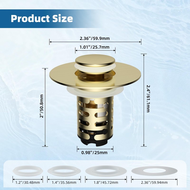 iFealClear 2 Pack Upgraded 4-in-1 Bathroom Sink Drain Strainer, Universal