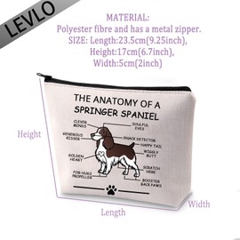 LEVLO Funny Springer Spaniel Dog Lovers Gifts The Anatomy of A Springer Spaniel Cosmetic Bags Springer Spaniel Veterinary Mom Travel Toiletry Bags (Springer Spaniel)