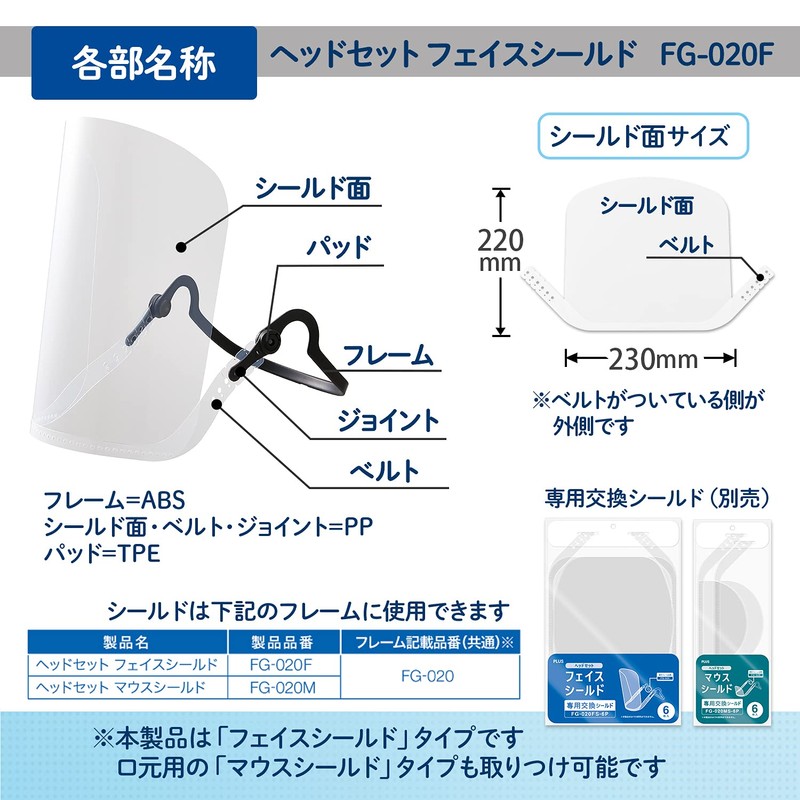 Plus Face Shield Headset 1 Frame + 3 Shields FG-020F