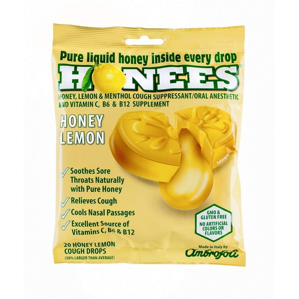 Honees Cough Drops - Honey Lemon - Lemon Menthol -