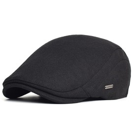 EKMTBJXY Flat Beret Men's Peaked Cap Cotton Beret Newsboy Driving Cabbie Cap Flat Cap, B1#Black