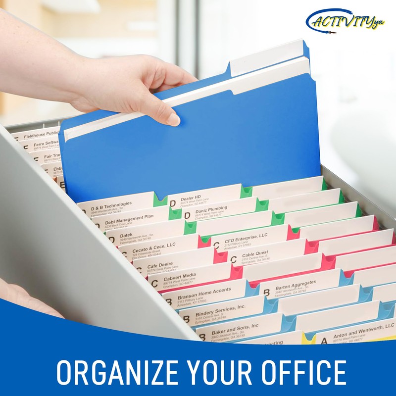 Blue File Folders, 1/3-Cut Tabs, Letter Size, 12-Pack – Durable