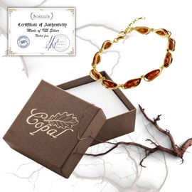 Copal Women's Bracelet with Natural Amber in 925 Gold-Plated Silver, Sterling Silver