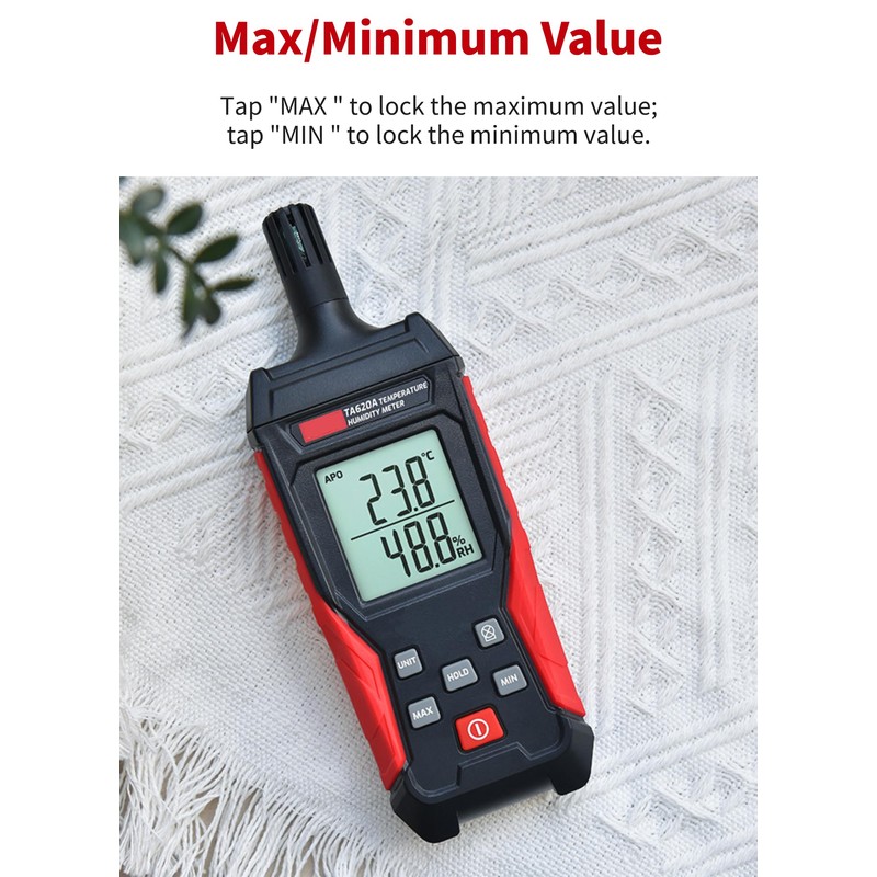 TA620A Temperature Humidity Meter, Handheld Thermometer Hygrometer with Ambient, Dew