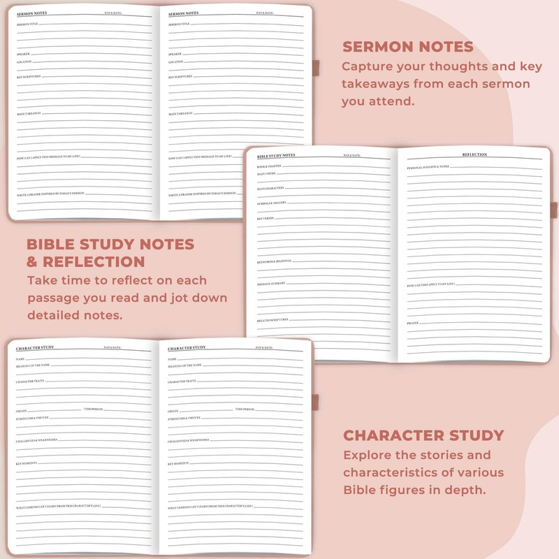 JOTFLY Bible Study Journal - Church Notes Notebook for Note
