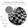 LumiSyne Knitted Throw Blanket with Tassels Houndstooth Bohemian Check Soft
