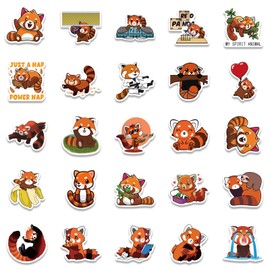 Pack of 50 Red Panda Stickers Water Bottles Laptop Phone Guitar Skateboard Computer Suitcase Bicycle Animal Panda Vinyl Stickers Waterproof Aesthetic Stickers for Teenagers Children Adults