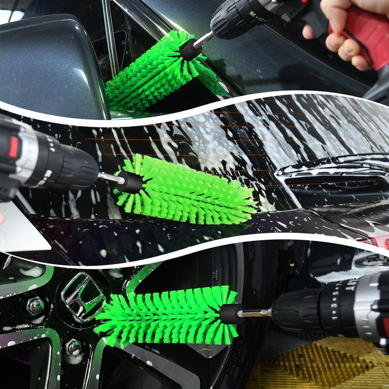 Drill Brush for Car Wheel and Bottle, Highly Dense and