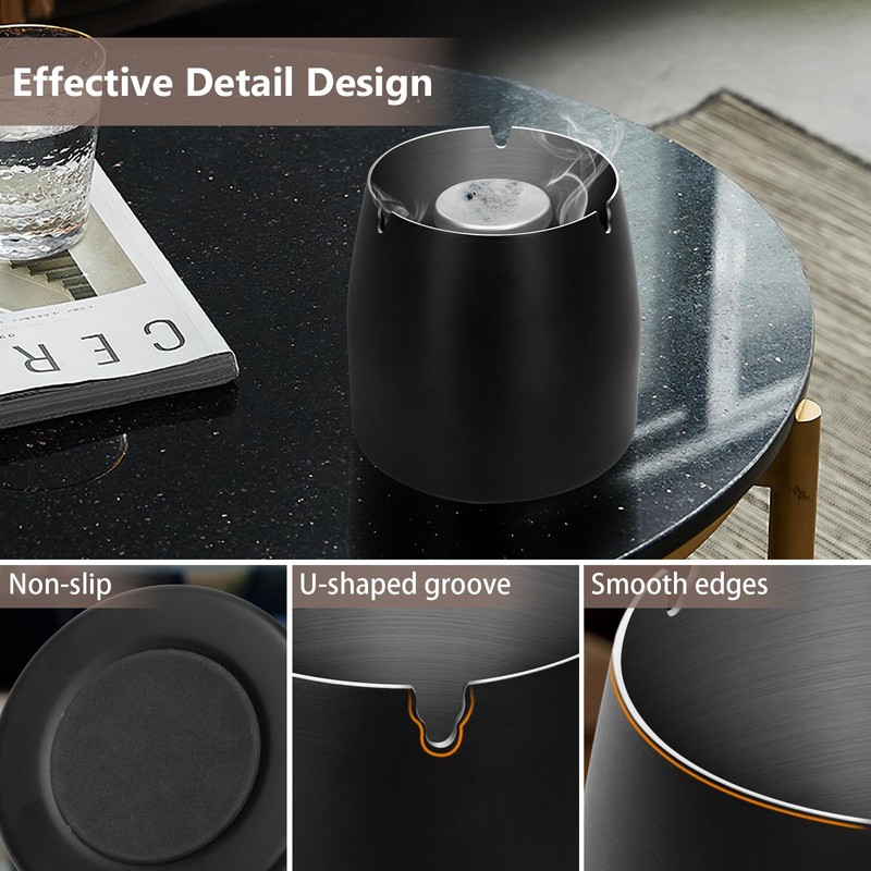 Alyvisun Desktop Trash Container Tray, Stainless Steel Desk Ash Can