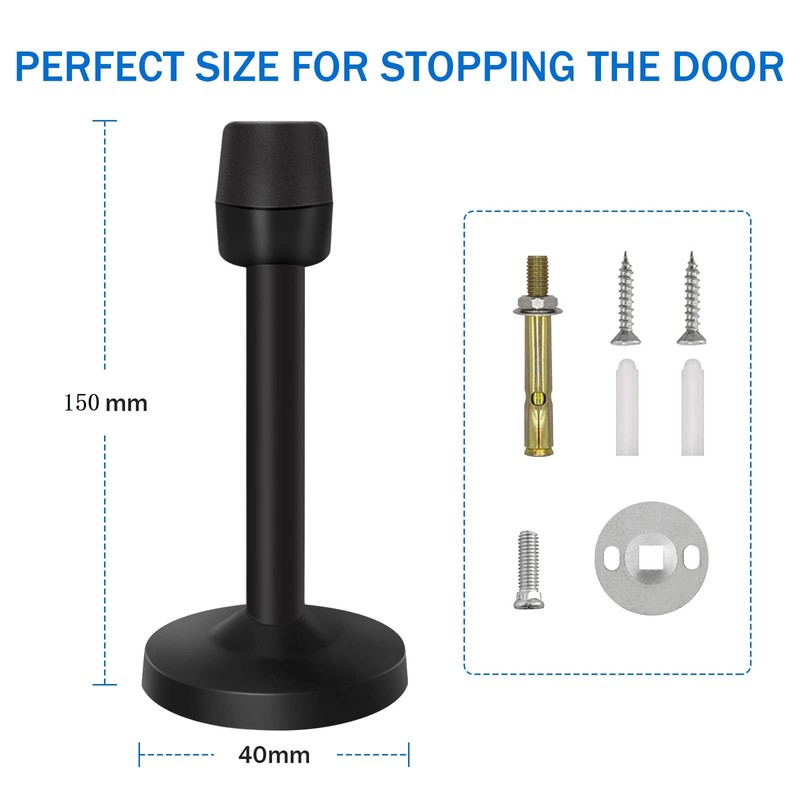 Door Stopper 6 Inch Long Door Stop Black Wall Mount