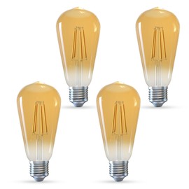 Jensense Edison Bulbs E26 LED Bulb 60 Watt Equivalent, Vintage LED Light Bulbs CRI90+ ST19, Dimmable Clear Light Bulbs (2300K Amber Light, 7watt-4 Pack)