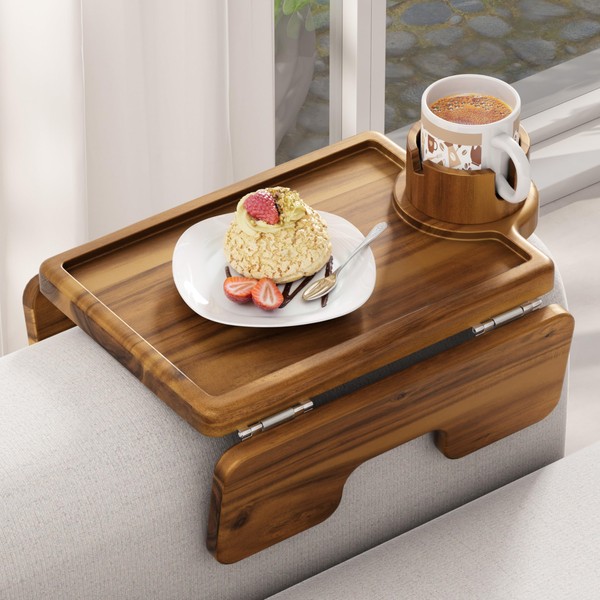 BLUEWEST Couch Cup Holder Tray & Sofa Arm Tray –