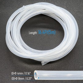 FOCMKEAS Silicone Tubing 0.16" x 0.31"（4x8mm）(IDxOD) 16.4Ft(5m) Length Flexible Transparent Tube, Silicone Rubber Air Hose Water Pipe for Pump Transfer
