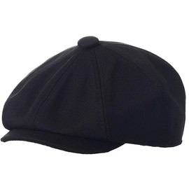 Classic Cotton 8 Panel Newsboy Cap Kids Cabbie Flat Tweed Hat for 5-9 Years Old Black